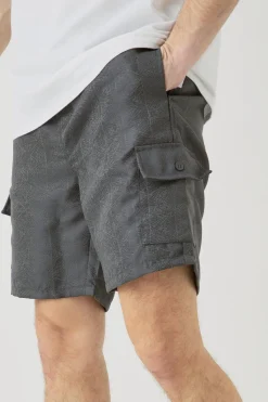 boohooMAN Tall Elasticated Waist Textured Cargo Short In | UK| Shorts