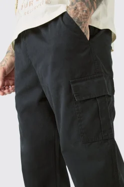boohooMAN Tall Elasticated Waist Twill Slim Fit Cargo Trouser | UK| Trousers|Cargos