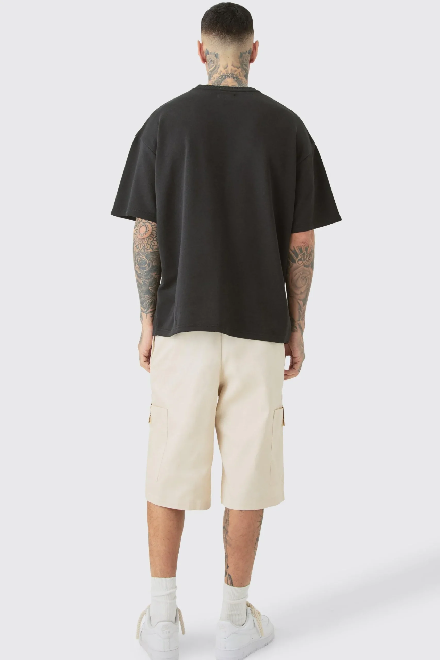 boohooMAN Tall Elasticated Waist Utility Pocket Jorts | UK| Shorts