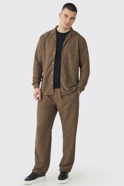 boohooMAN Tall Elevated Pleated Shirt And Straight Fit Trouser Set In | UK| Trousers|Sets & Co-Ords