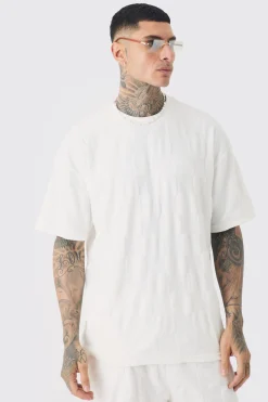 boohooMAN Tall Embossed Check Towelling T-Shirt & Short Set In | UK| Tracksuits