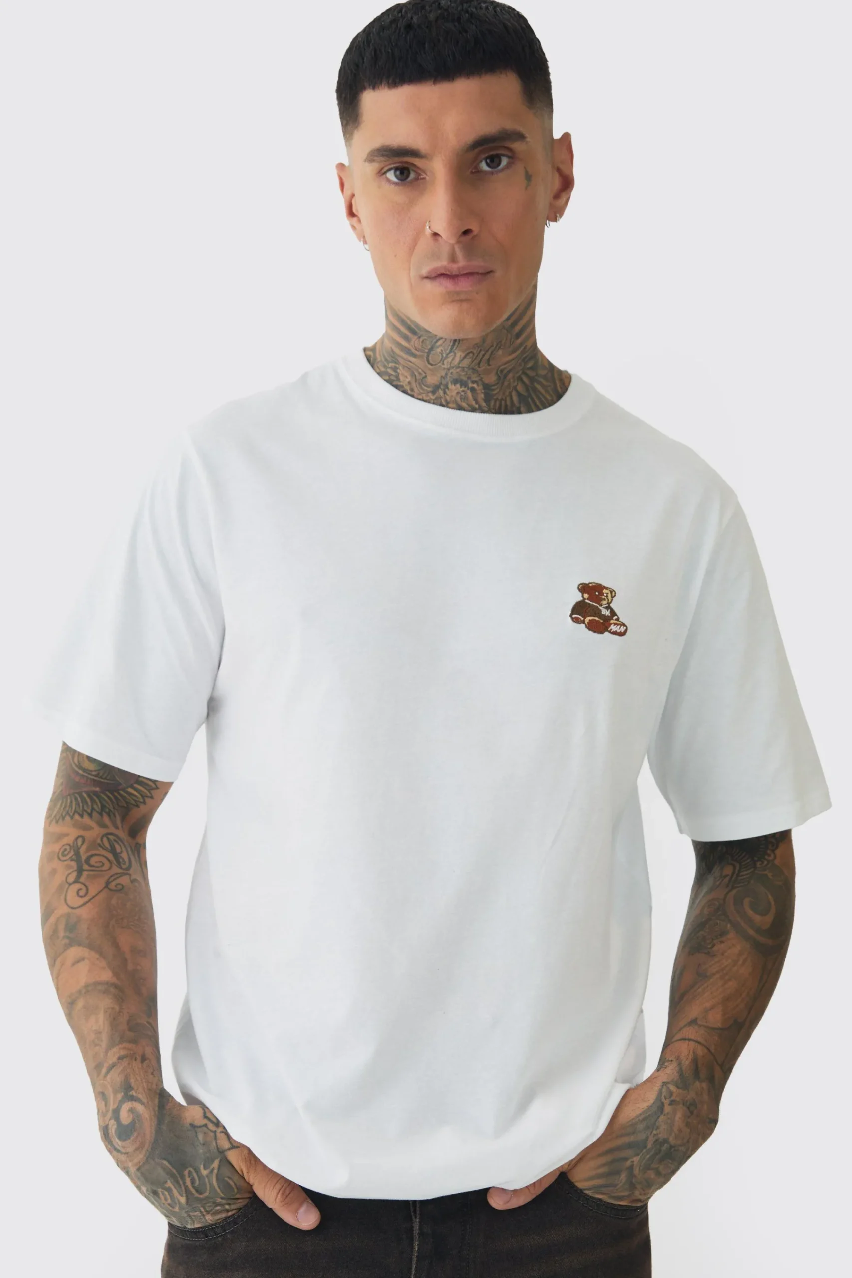 Tall Embroidered Evil Teddy T-Shirt | UK^boohooMAN Outlet