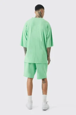 boohooMAN Tall Embroidery Limited Football T-shirt & Short Set | UK| Tracksuits