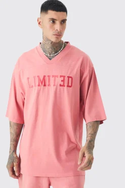 boohooMAN Tall Embroidery Limited Varsity T-shirt & Short Set | UK| Tracksuits