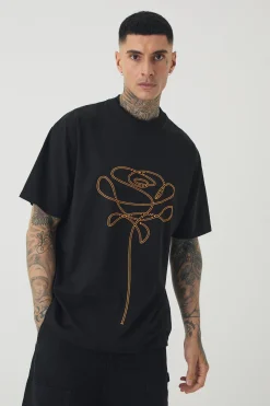 Tall Extended Neck Flower Print T-shirt | UK^boohooMAN Best