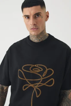 Tall Extended Neck Flower Print T-shirt | UK^boohooMAN Best