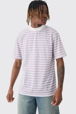Tall Extended Neck Stripe T-shirt | UK^boohooMAN