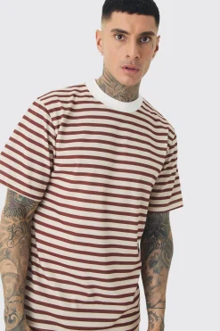 Tall Extended Neck Stripe T-shirt | UK^boohooMAN Sale