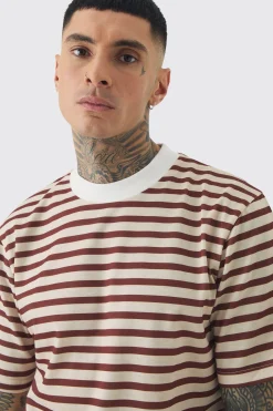 Tall Extended Neck Stripe T-shirt | UK^boohooMAN Sale