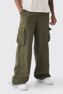 boohooMAN Tall Extreme Baggy Fit Toggle Cargo Trousers In | UK| Trousers|Cargos