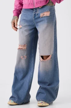 boohooMAN Tall Extreme Baggy Overdyed Frayed Self Fabric Applique Jean | UK| Trousers|Jeans