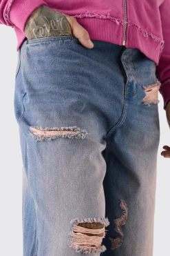 boohooMAN Tall Extreme Baggy Overdyed Frayed Self Fabric Applique Jean | UK| Trousers|Jeans