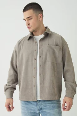 boohooMAN Tall Faux Suede Button Through Overshirt | UK| Shirts