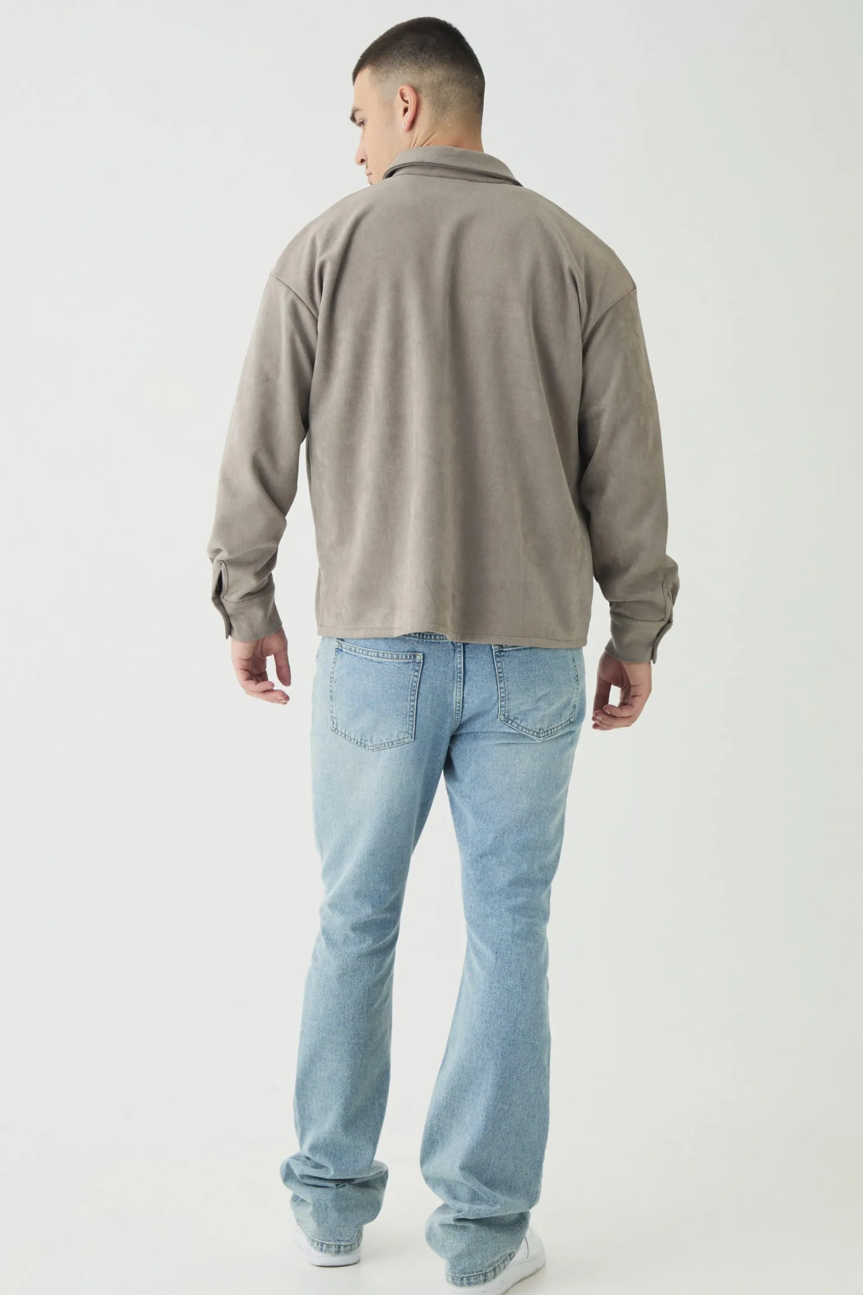 boohooMAN Tall Faux Suede Button Through Overshirt | UK| Shirts