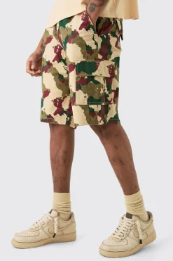 boohooMAN Tall Fixed Waist Camo Twill Cargo Short | UK| Shorts