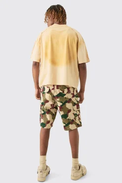 boohooMAN Tall Fixed Waist Camo Twill Cargo Short | UK| Shorts