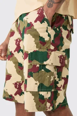 boohooMAN Tall Fixed Waist Camo Twill Cargo Short | UK| Shorts