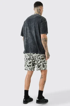 boohooMAN Tall Fixed Waist Camo Twill Cargo Short | UK| Shorts