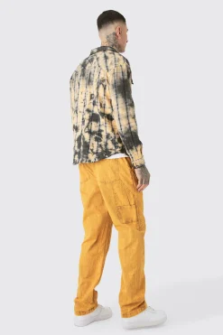 boohooMAN Tall Fixed Waist Enzyme Wash Straight Leg Carpenter | UK| Trousers