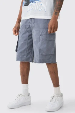 boohooMAN Tall Fixed Waist Raw Hem Relaxed Cargo Shorts | UK| Shorts