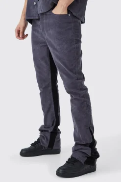 boohooMAN Tall Fixed Waist Slim Flare Gusset Cord Trouser | UK| Trousers