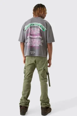 boohooMAN Tall Fixed Waist Slim Stacked Flare Strap Cargo Trouser | UK| Trousers|Cargos