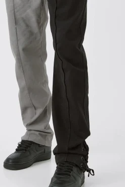 boohooMAN Tall Fixed Waist Straight Leg Washed Splice Trouser | UK| Trousers