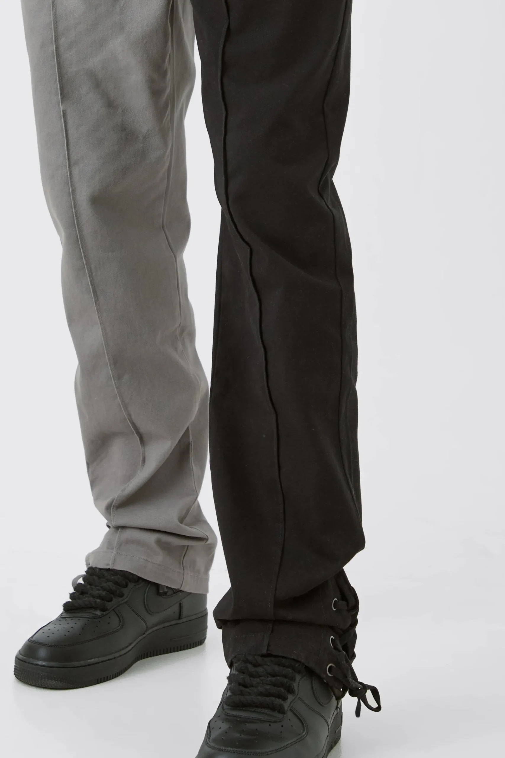 boohooMAN Tall Fixed Waist Straight Leg Washed Splice Trouser | UK| Trousers