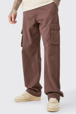 boohooMAN Tall Fixed Waist Twill Relaxed Fit Cargo Tab Trouser | UK| Trousers