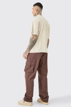 boohooMAN Tall Fixed Waist Twill Relaxed Fit Cargo Tab Trouser | UK| Trousers