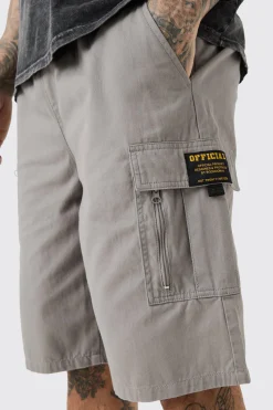 boohooMAN Tall Fixed Waist Twill Relaxed Cargo Zip Detail Tab Short | UK| Shorts