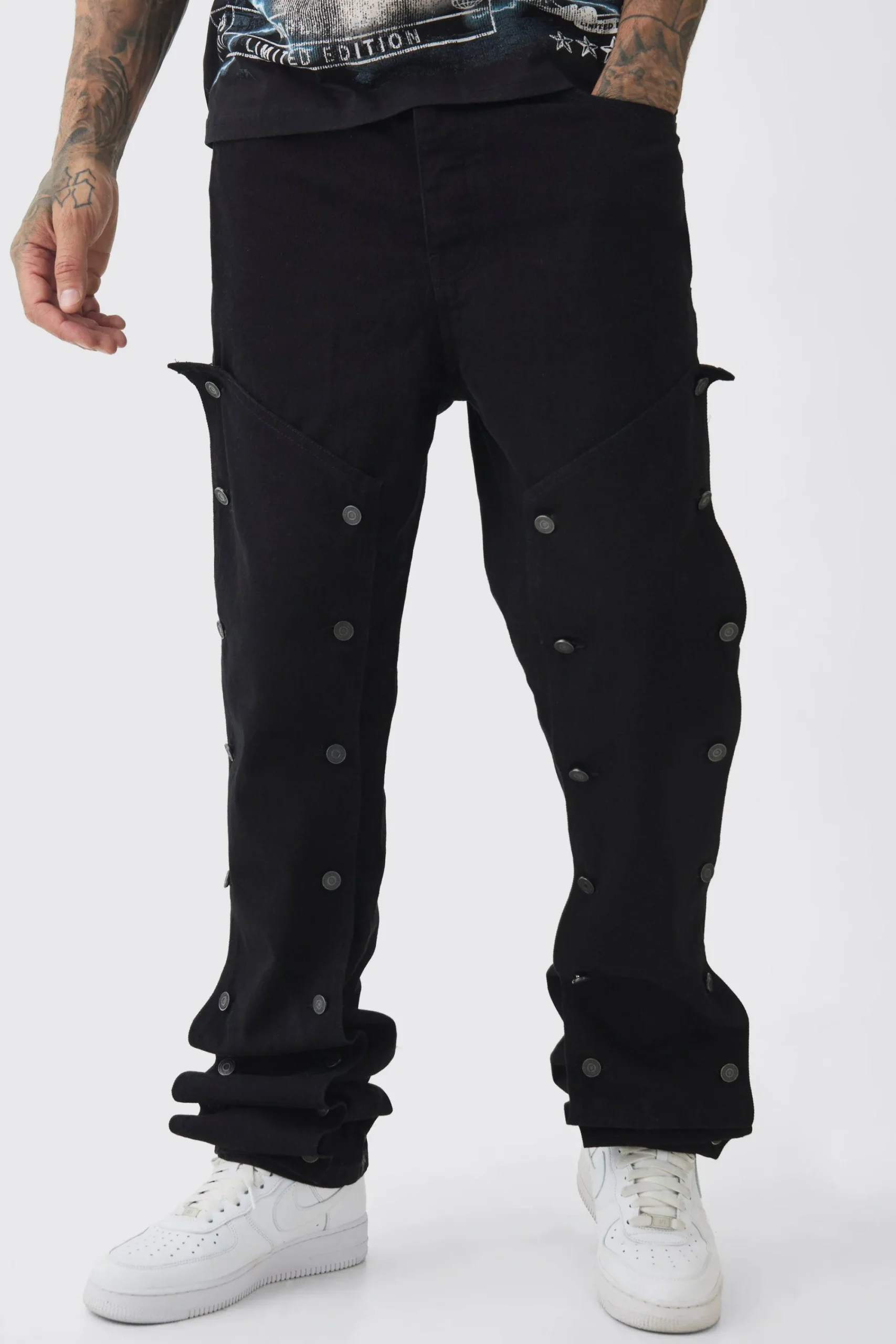 boohooMAN Tall Fixed Waist Washed Twill Stacked Carpenter Trouser | UK| Trousers