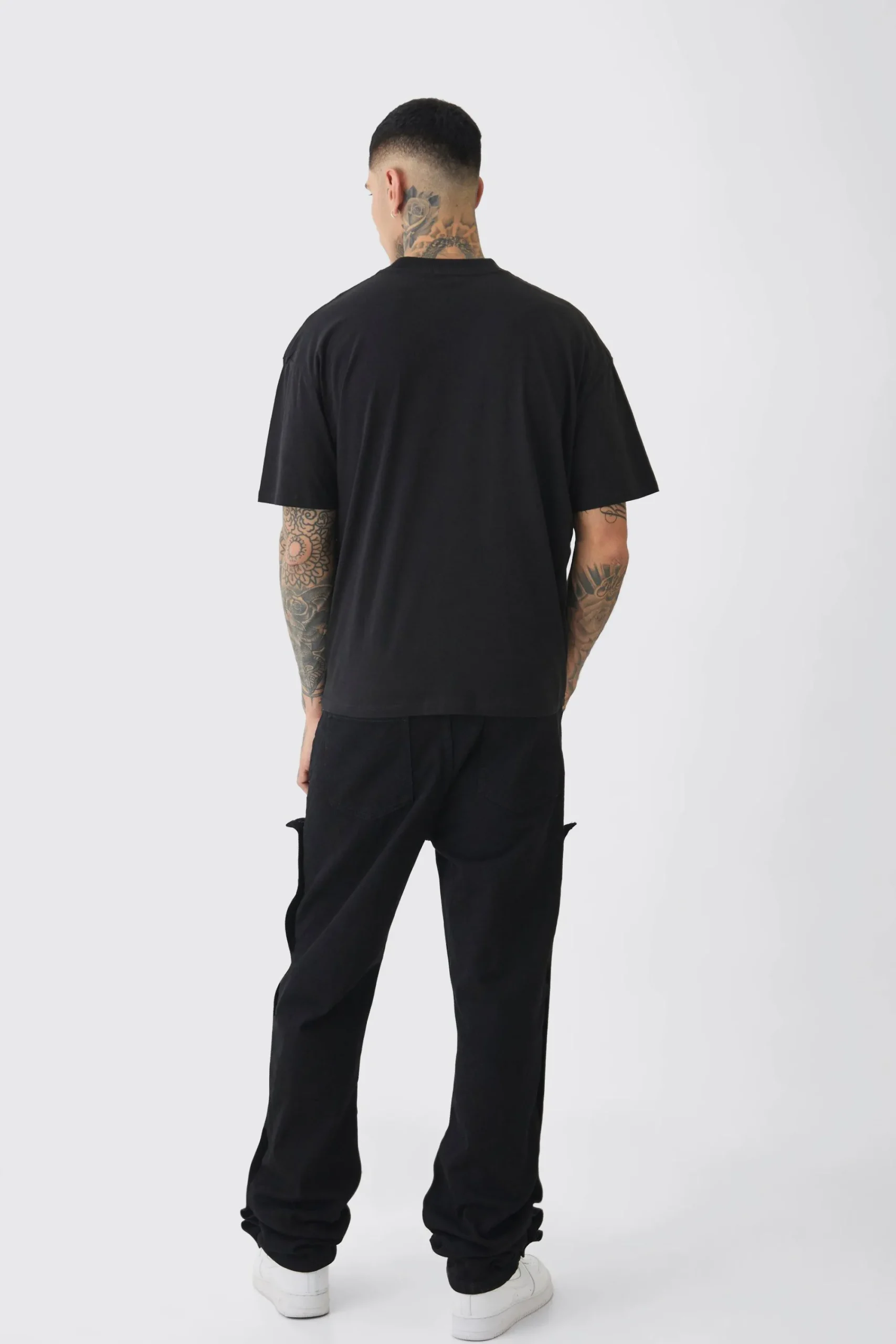 boohooMAN Tall Fixed Waist Washed Twill Stacked Carpenter Trouser | UK| Trousers