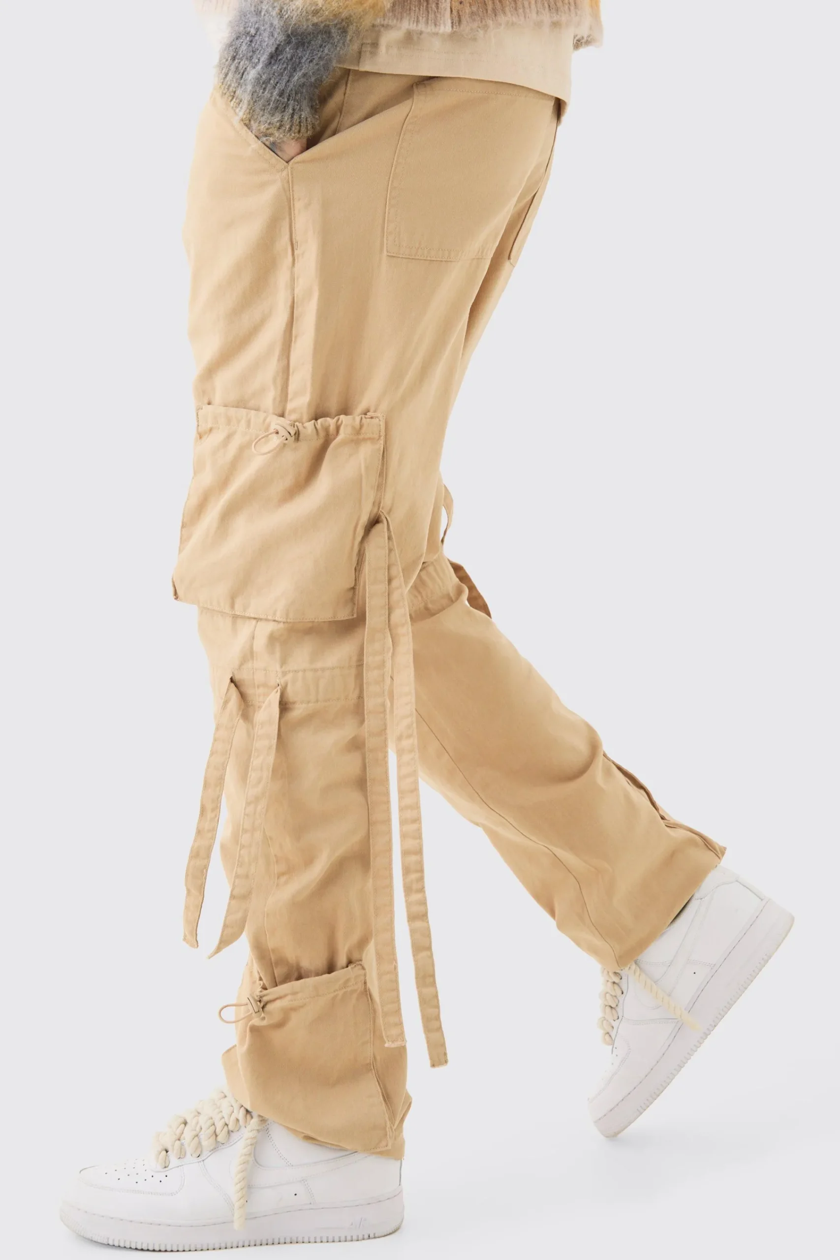 boohooMAN Tall Fixed Waist Washed Twill Multi Cargo Trouser | UK| Trousers|Cargos