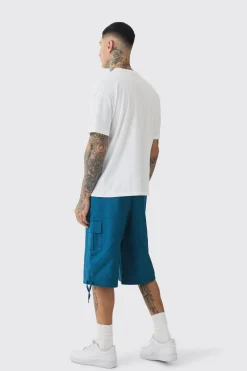 boohooMAN Tall Fixed Waistband Twill Cargo Jort | UK| Shorts