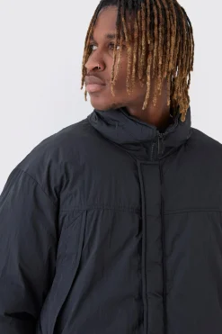 boohooMAN Tall Funnel Neck Padded Jacket In | UK| Coats & Jackets