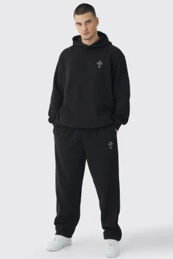 boohooMAN Tall Gothic Cross Embroidered Hooded Tracksuit | UK| Tracksuits