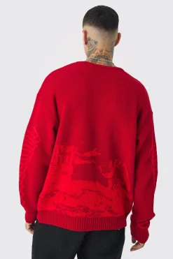 boohooMAN Tall Gothic Cross Oversized Knitted Sweat | UK| Knitwear