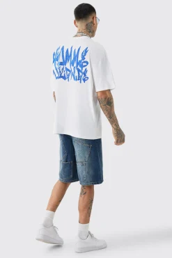 Tall Graffiti Homme Worldwide Back Print T-shirt In | UK^boohooMAN New