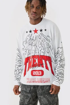 boohooMAN Tall Graphic Long Sleeve T-Shirt | UK| Hoodies & Sweatshirts