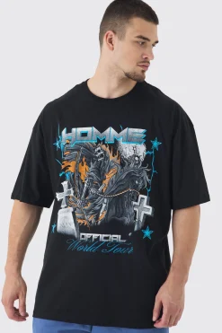 Tall Homme Cross Print Oversized T-shirt In | UK^boohooMAN Clearance