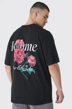 Tall Homme Floral Printed T-shirt In | UK^boohooMAN Discount