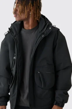 boohooMAN Tall Hooded Utility Tech Parka Jacket In | UK| Coats & Jackets