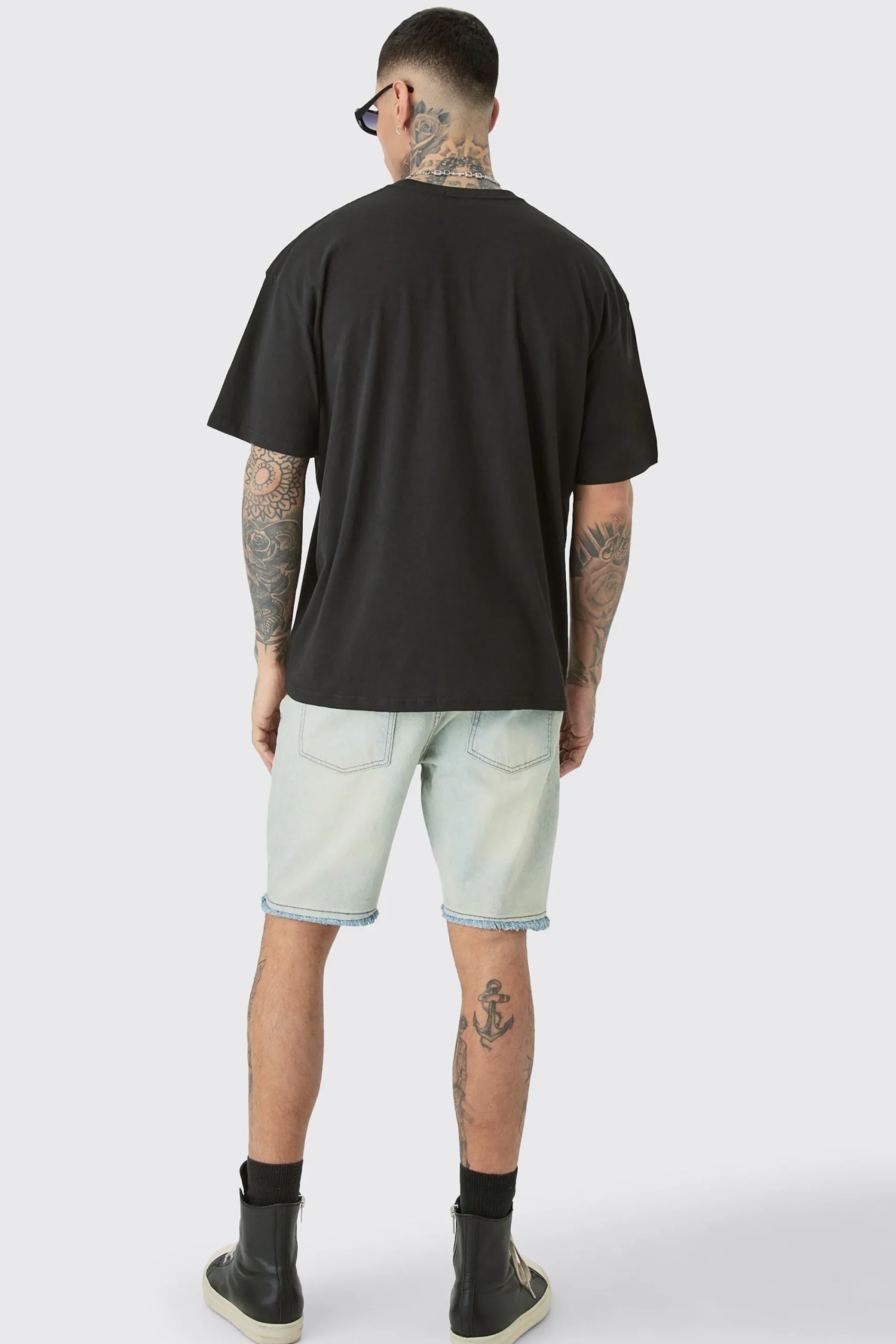 boohooMAN Tall Wash OFCL Straight Fit Denim Short | UK| Shorts
