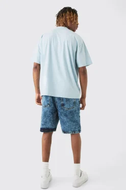 boohooMAN Tall Wash Paint Splatter Relaxed Denim Shorts | UK| Shorts
