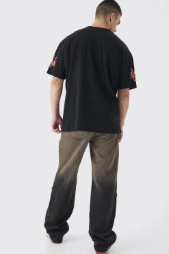Tall Infamous Flame Print Oversized T-shirt In | UK^boohooMAN Discount