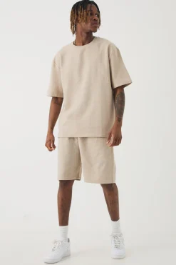 boohooMAN Tall Jacquard T-shirt & Relaxed Short | UK| Tracksuits