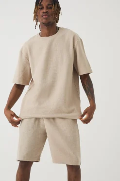boohooMAN Tall Jacquard T-shirt & Relaxed Short | UK| Tracksuits