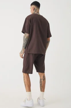 boohooMAN Tall Jacquard T-shirt & Relaxed Short Set | UK| Sets & Co-Ords|Tracksuits