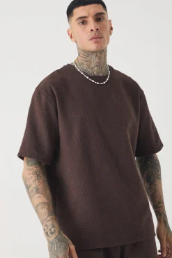 boohooMAN Tall Jacquard T-shirt & Relaxed Short Set | UK| Sets & Co-Ords|Tracksuits